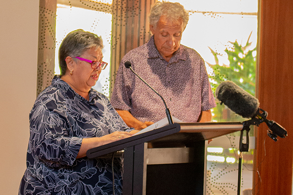 Aunty Bilawarra Lee and Charlie King.