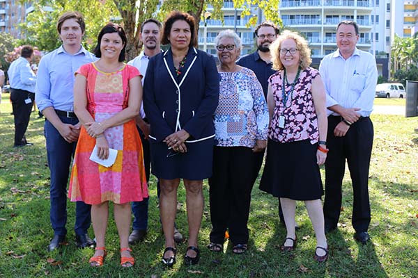 Guests at the event (from left) Douglas Lovegrove, Natasha Fyles, Calvin Deveraux, Leanne Liddle, Margaret Daiyi, Jonathan Avila, Meredith Day and Greg Shanahan.